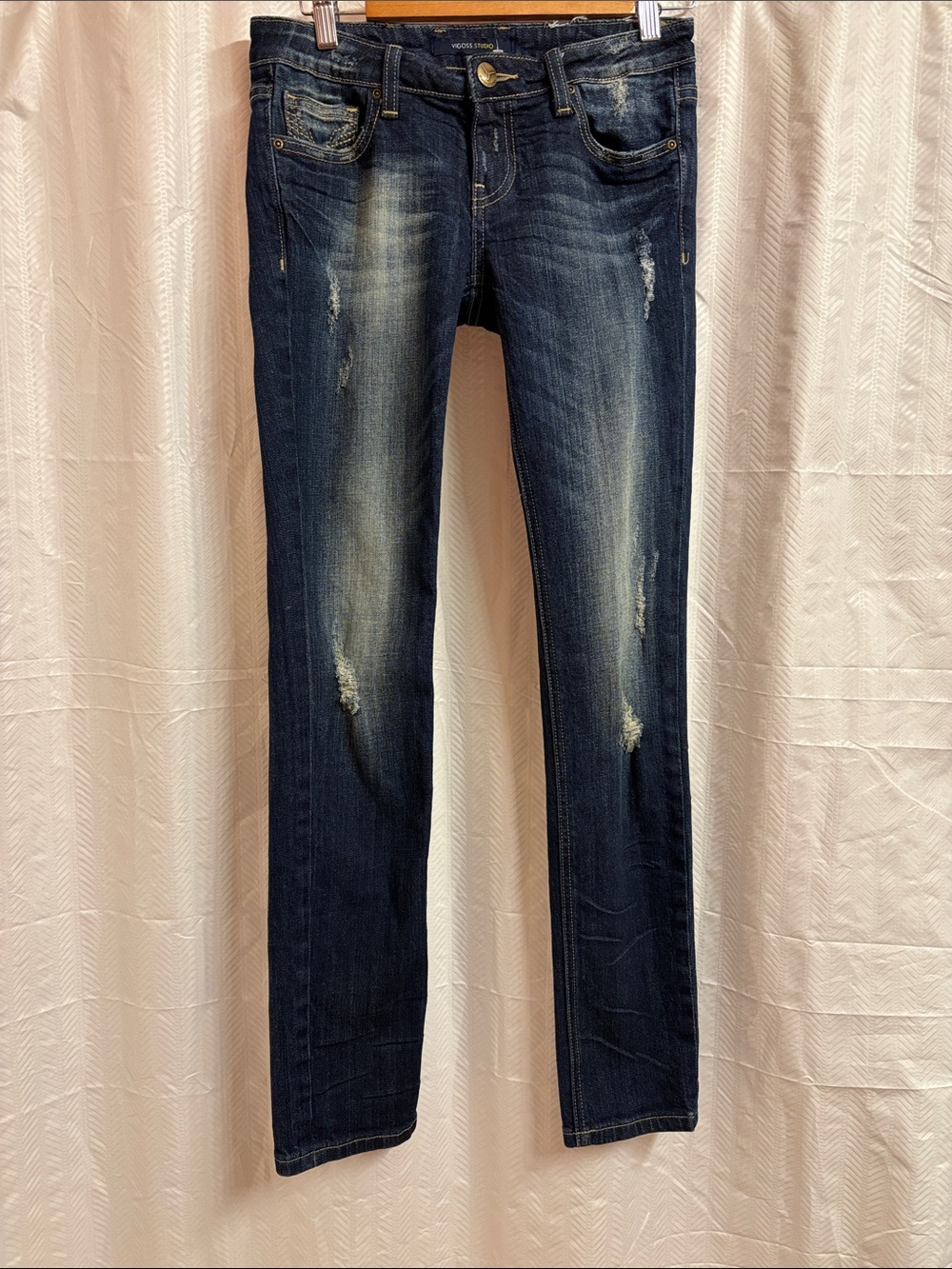 Vigoss studio jeans women’s size 3/4 size 27 the Dublin skinny blue distressed